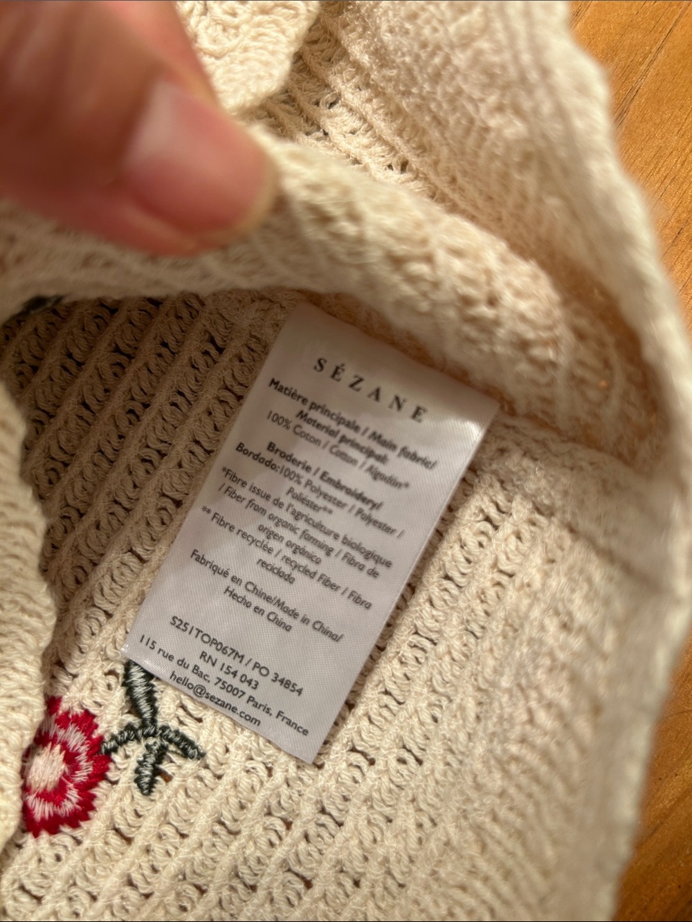 Sezane Yda Floral Knit Tank Top Size Small - Picture 7 of 8